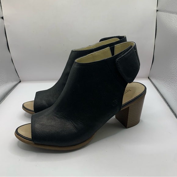 Josef Seibel Black Leather Block Heeled Ankle Boots Booties Size 38 EUR 7.5 US - Picture 3 of 10